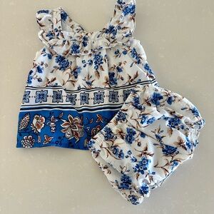 Janie & Jack Floral Border Print Top Size 12-18 Months